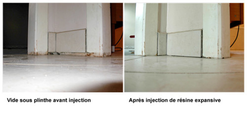 Chantier d'injections photos avant et après